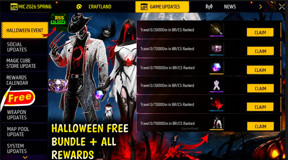 Free Fire Halloween 2026: Get Free Bundles & Skins!