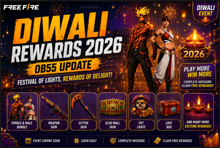 Free Fire MAX Diwali Rewards 2026: Expected Free Items